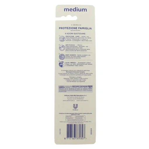 MENTADENT SPAZZOLINO DENTI MEDIUM 2 PZ