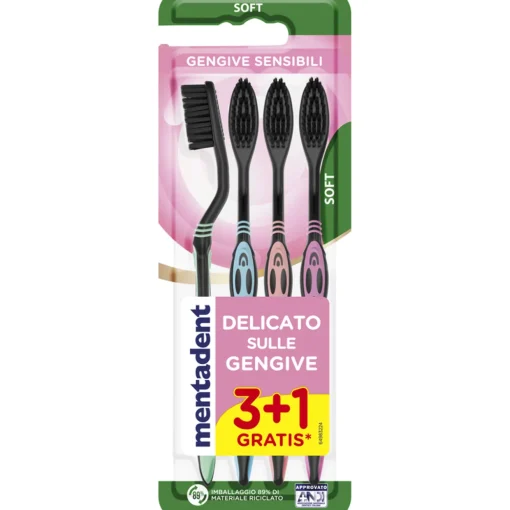 MENTADENT SPAZZOLINO GENGIVE SENSIBILI SOFT 3+1 GRATIS SOFT