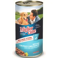 MIGLIOR CANE BOCCONI CON PESCE E CARNI BIANCHE LATTINA 1250 GRAMMI