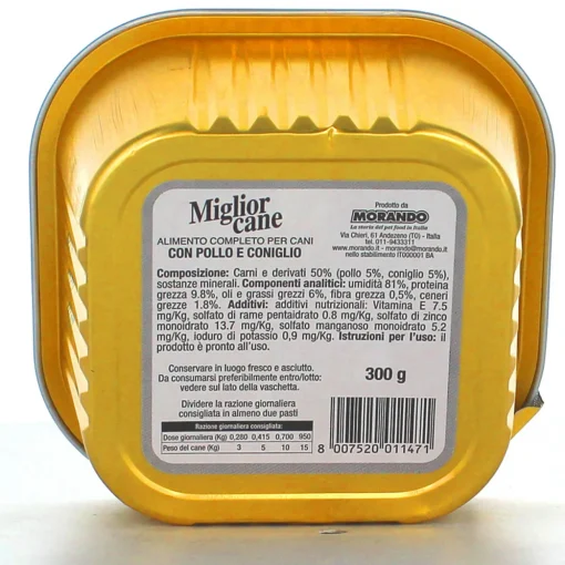 MIGLIOR CANE PATE' CONIGLIOePOLLO VASCHETTA 300 GRAMMI