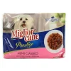 MIGLIOR CANE PRESTIGE BOCCONCINI MENU' CLASSICO 4 BUSTE DA 100 GRAMMI: 2 BUSTE MANZO - 2 BUSTE POLLO E TACCHINO