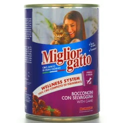 MIGLIOR GATTO BOCCONCINI SELVAGGINA LATTINA 405 GRAMMI