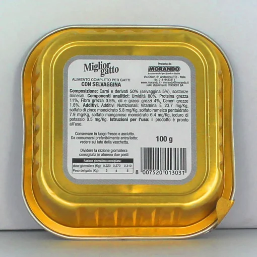 MIGLIOR GATTO PATE' SELVAGGINA VASCHETTA 100 GRAMMI