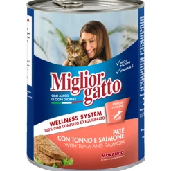 MIGLIOR GATTO PATE' TONNO e SALMONE LATTINA 400 grammi