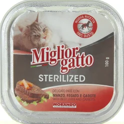 MIGLIOR GATTO STERILIZED MANZO, FEGATO e CAROTE VASCHETTA 100 GRAMMI