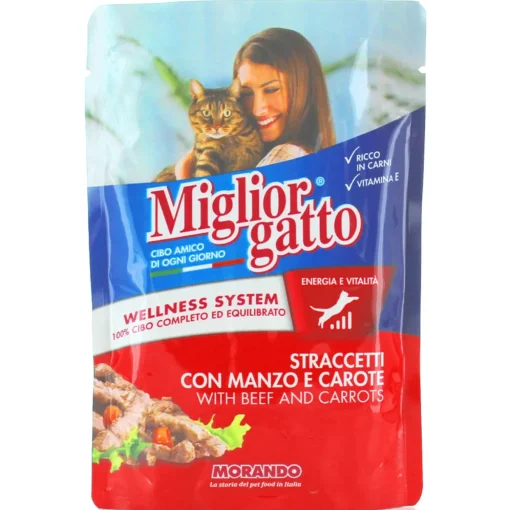 MIGLIOR GATTO STRACETTI CON MANZO e CAROTE BUSTA 100 GRAMMI