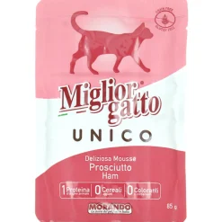MIGLIOR GATTO UNICO 100% PROSCIUTTO DELICATA MOUSSE BUSTA g85