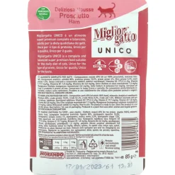 MIGLIOR GATTO UNICO 100% PROSCIUTTO DELICATA MOUSSE BUSTA g85
