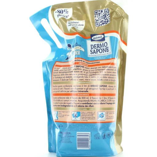 MIL MIL SAPONE DERMO LIQUIDO MANI RICARICA BUSTA 2 LITRI