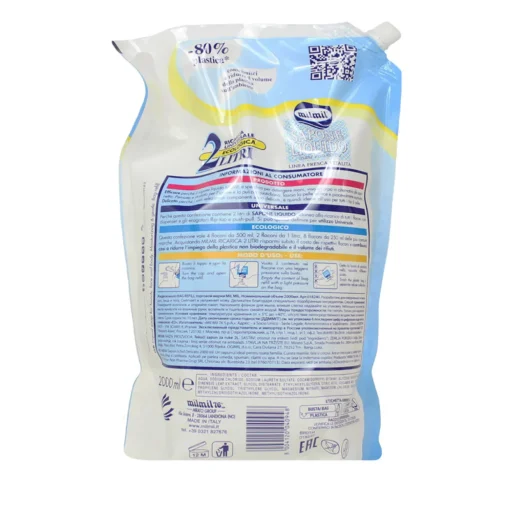 MIL MIL SAPONE LIQUIDO MANI IN BUSTA RICARICA ANTIBATTERICO NATURALE IDRATANTE & DELICATO 2 LITRI