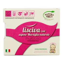 NATURA AMICA LISCIVA CON SAPONE DI MARSIGLIA NATURALE MULTIUSO SGRASSANTE DETERGENTE IGIENIZZANTE 100% BIODEGRADABILE ECODETERSIVO 400 GRAMMI