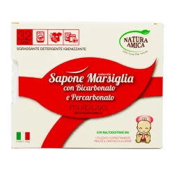 NATURA AMICA SAPONE DI MARSIGLIA E BICARBONATO MULTIUSO 100% BIODEGRADABILE ECODETERSIVO 400 GRAMMI
