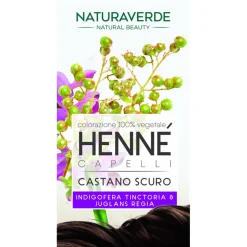 NATURAVERDE HENNE' CAPELLI COLORAZIONE 100% VEGETALE CASTANO SCURO
