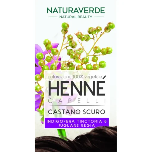 NATURAVERDE HENNE' CAPELLI COLORAZIONE 100% VEGETALE CASTANO SCURO