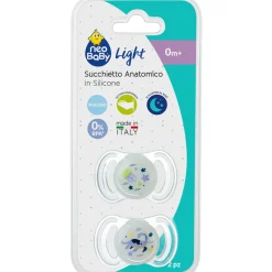 NEO BABY SUCCHIETTO 2 PEZZI ANATOMICO IN SILICONE MINI GLOW 0m+