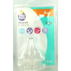 NEO BABY TETTARELLA SILICONE COLLO LARGO FLUSSO PAPPA 2 PEZZI