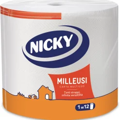 NICKY BOBINETTA CARTA ASCIUGATUTTO MILLEUSI BOBINA 550 STRAPPI FORMATO PROFESSIONALE