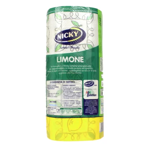 NICKY TOVAGLIETTE IN ROTOLO 60 STRAPPI 2 VELI MONOUSO DECORO LIMONE
