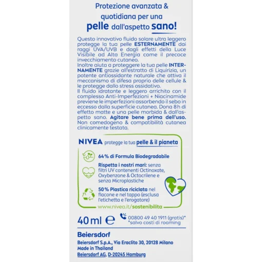 NIVEA SOLARE UV VISO SPECIALIST DERMASKIN CLEAR FP50+ 40 ML