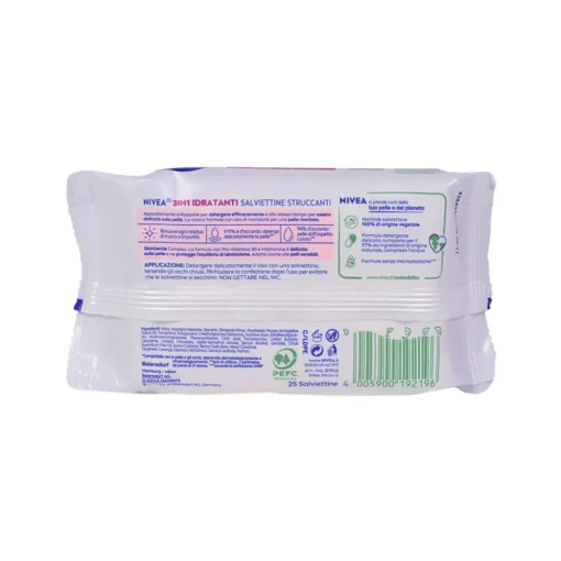 NIVEA VISO 3 IN 1 IDRATANTI SALVIETTE STRUCCANTI BIODEGRADABILI PELLI SECCHE 25 PZ