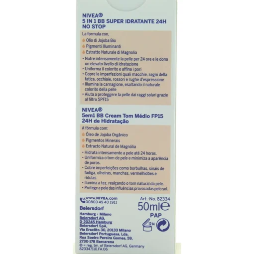 NIVEA VISO BB CREMA DORATA UNIFORMANTE SUPER IDRATANTE PER TUTTI I TIPI DI PELLE 50 ML.