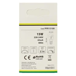 NOVALINE LAMPADINA INCANDESCENZA PERETTA FRIGO 15W E14