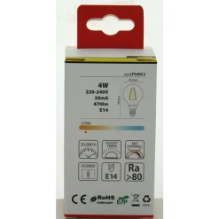 NOVALINE LAMPADINA LED FILAMENTO SFERA 4W=40W E14 RISPARMIO ENERGETICO 89%