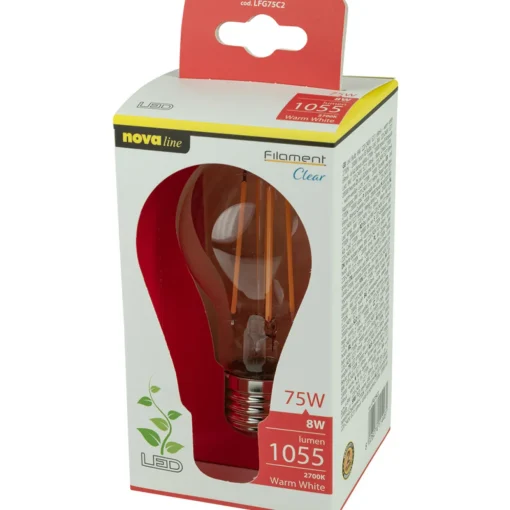 NOVALINE LAMPADINA LED FILAMENTO GOCCIA 9W=75W E27 RISPARMIO ENERGETICO 87%