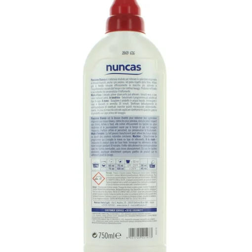NUNCAS DETERGENTE BUCATO A MANO E LAVATRICE LIQUIDO CAPI BIANCHI 12 LAVAGGI 750 ML