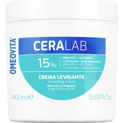 OMEOVITA CERALAB 15% CREMA VISO LEVIGANTE UREA 10% + GLICERINA, ACIDO IALURONICO, CERAMIDI PER PELLE SECCA e IRREGOLARE VASO 400 ML