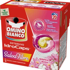 OMINO BIANCO DETERSIVO IDROCAPS SALVA FIBRE 20 CAPS PROFUMO NINFEA ROSA