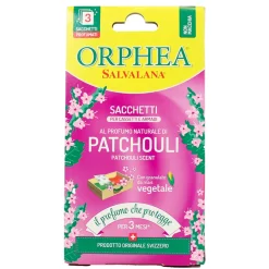 ORPHEA SALVALANA 3 SACCHETTI PROFUMATI FRAGRANZA PATCHOULI PER ARMADI e CASSETTI