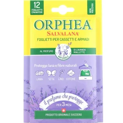 ORPHEA SALVALANA ANTI TARME 12 FOGLIETTI EMANATORI CASSETTI E ARMADI AL PROFUMO DI LAVANDA MAILLETTE
