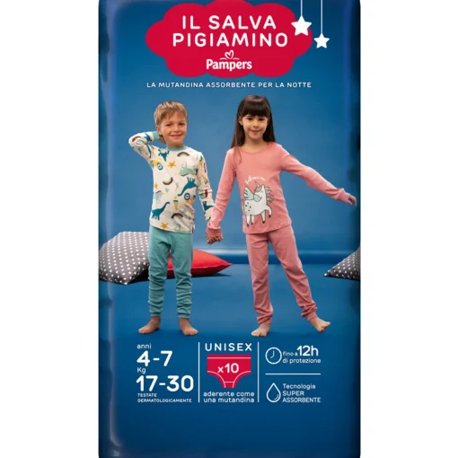 PAMPERS IL SALVA PIGIAMINO 4-7 ANNI 17-30 KG UNISEX 10 PEZZI