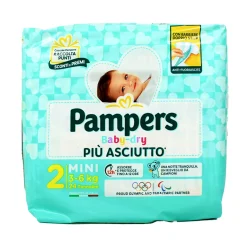 PAMPERS PANNOLINI BABY 2 DRY MINI 3-6 Kg 24 PZ + BUONO SCONTO EURO 0,50