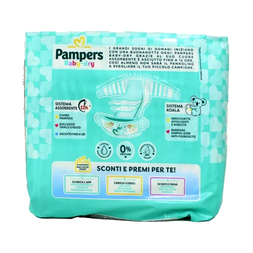 PAMPERS PANNOLINI BABY 2 DRY MINI 3-6 Kg 24 PZ + BUONO SCONTO EURO 0,50