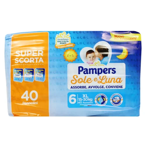 PAMPERS PANNOLINI SOLE E LUNA 6 XL 15-30 KG 40 PEZZI