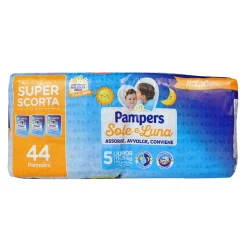 PAMPERS PANNOLINI SOLE E LUNA 5 JUNIOR 11-25 KG 44 PEZZI