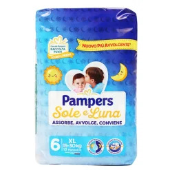 PAMPERS PANNOLINI SOLE E LUNA 6  XL 15-30 Kg 13 PZ.