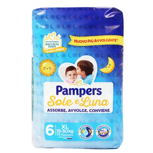 PAMPERS PANNOLINI SOLE E LUNA 6  XL 15-30 Kg 13 PZ.