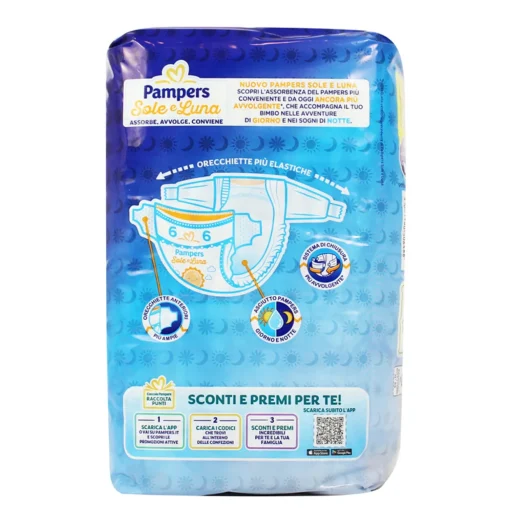 PAMPERS PANNOLINI SOLE E LUNA 6  XL 15-30 Kg 13 PZ.