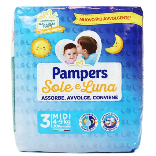 PAMPERS PANNOLINI SOLE E LUNA 3 MIDI 4-9 Kg 20 PZ.