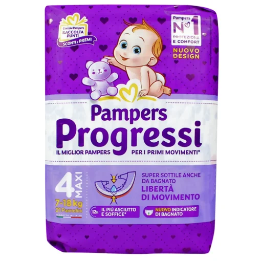 PAMPERS PROGRESSI 4 MAXI 7-18 KG 21 PEZZI