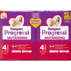 PAMPERS PROGRESSI MUTANDINO 4 MAXI 8-15 KG 19+19 PEZZI PACCO DOPPIO+BUONO SCONTO 2,5 EURO