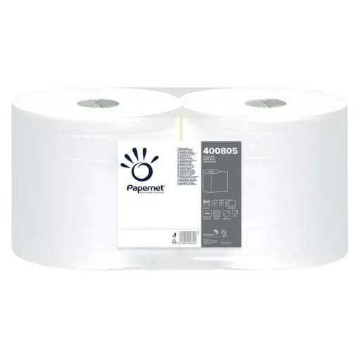 PAPERNET BOBINA CARTA ASCIUGATUTTO INDUSTRIALE 2 ROTOLI 2 VELI 568 STRAPPI FORMATO PROFESSIONALE