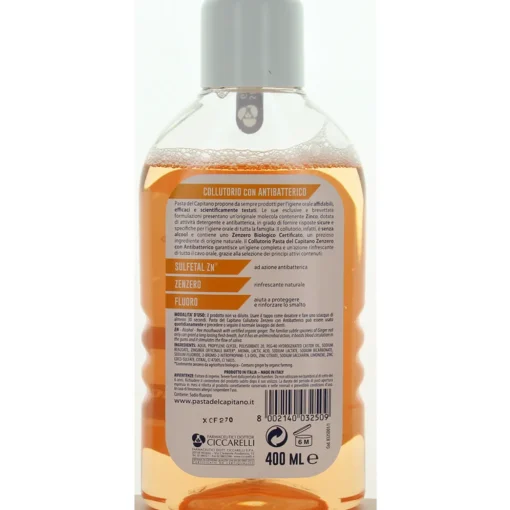PASTA DEL CAPITANO COLLUTORIO ZENZERO CON ANTIBATTERICO 400 ML