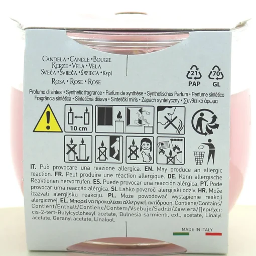 PETALI CANDELA PROFUMA AMBIENTE 30H FRAGRANZA ROSA 120 GRAMMI VASETTO IN VETRO