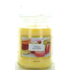PETALI CANDELA PROFUMATA VANIGLIA MACARON IN ZUCCHERIERA DI VETRO DURATA 100h 510 grammi