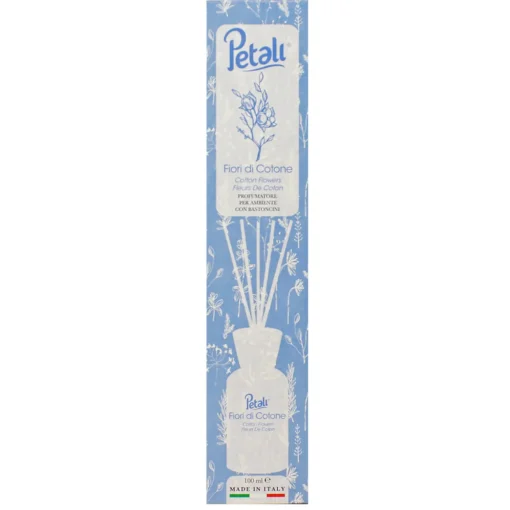 PETALI PROFUMATORE PER AMBIENTI DIFFUSORE CON BASTONCINI FRAGRANZA FIORI DI COTONE 100 ML
