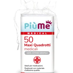 PIUME 50 MAXI QUADROTTI MEDICALI 100% COTONE IDROFILO IN BUSTA